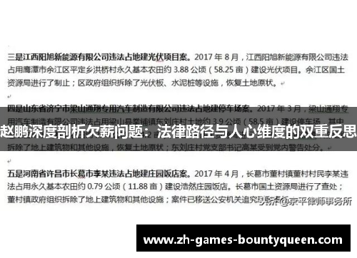 赵鹏深度剖析欠薪问题:法律路径与人心维度的双重反思 赵鹏深度剖析欠薪问题:法律路径与人心维度的双重反思
